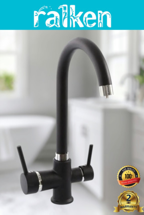 RALKEN Arıtma, Sıcak, Soğuk Çıkış 3 Yollu Mat Siyah Lüx Arıtmalı Mutfak Eviye...