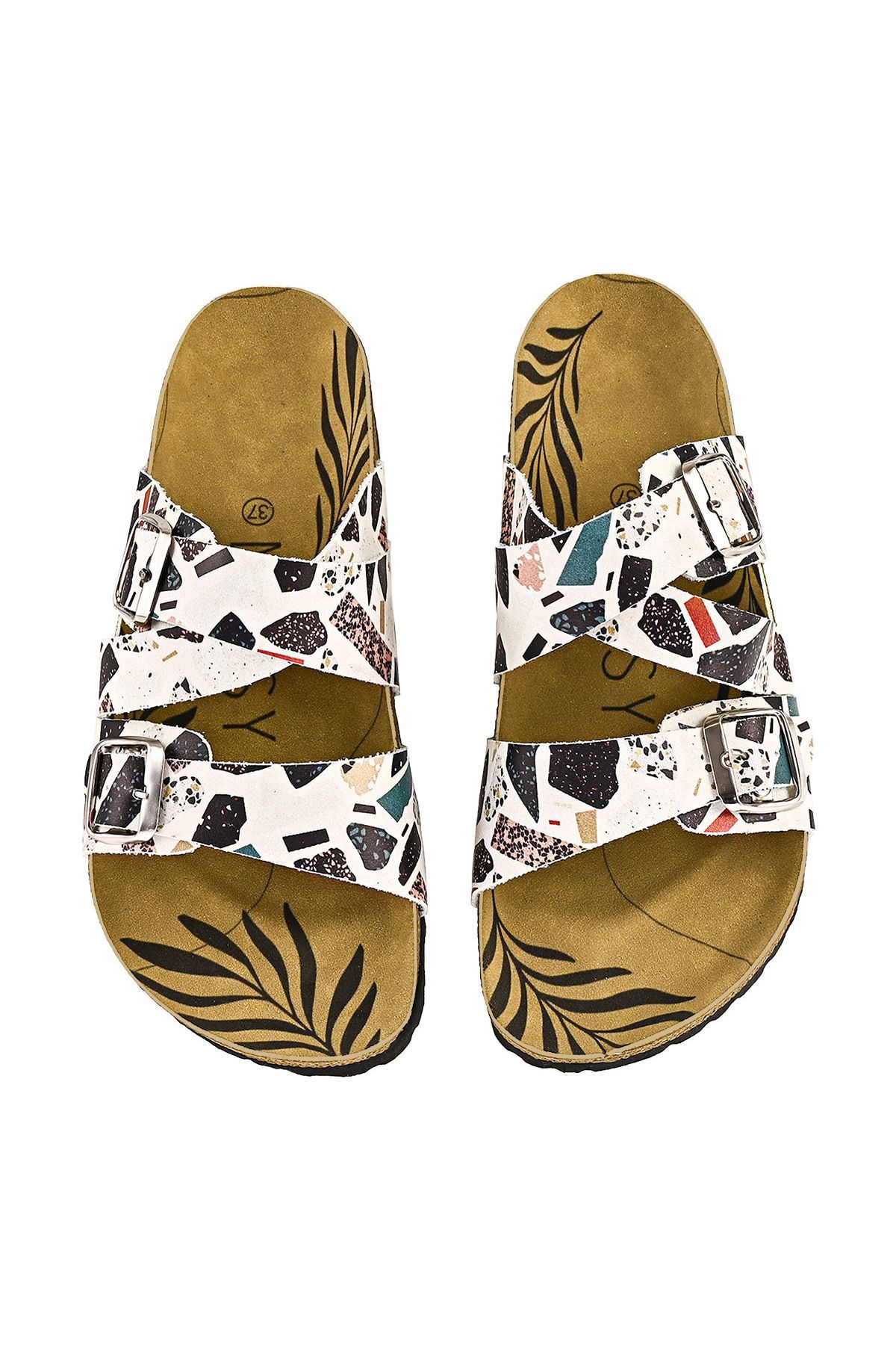 NOOSY-Papuci de damă cu design cu pietre imprimate 1