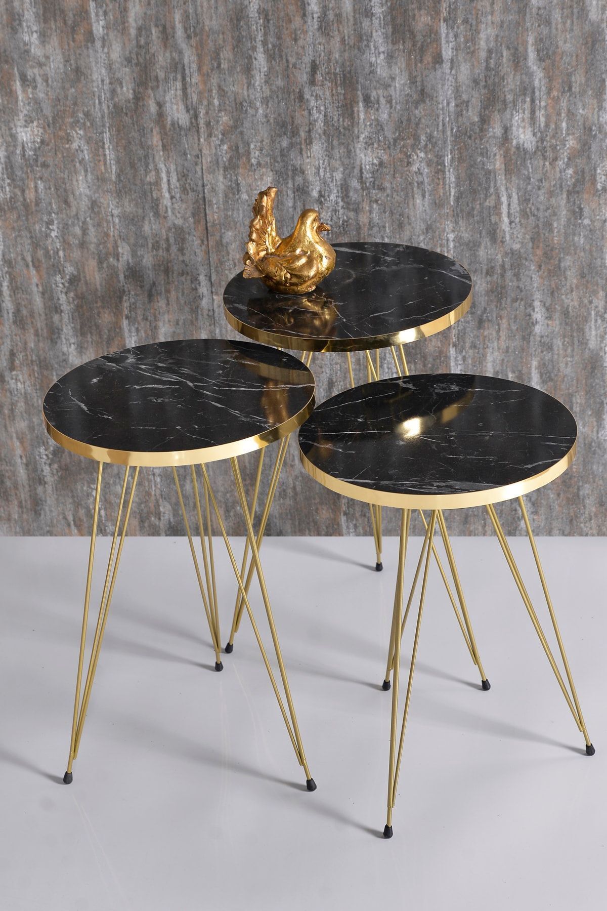 pazarella Zigon Sehpa Gold Bendir Tel