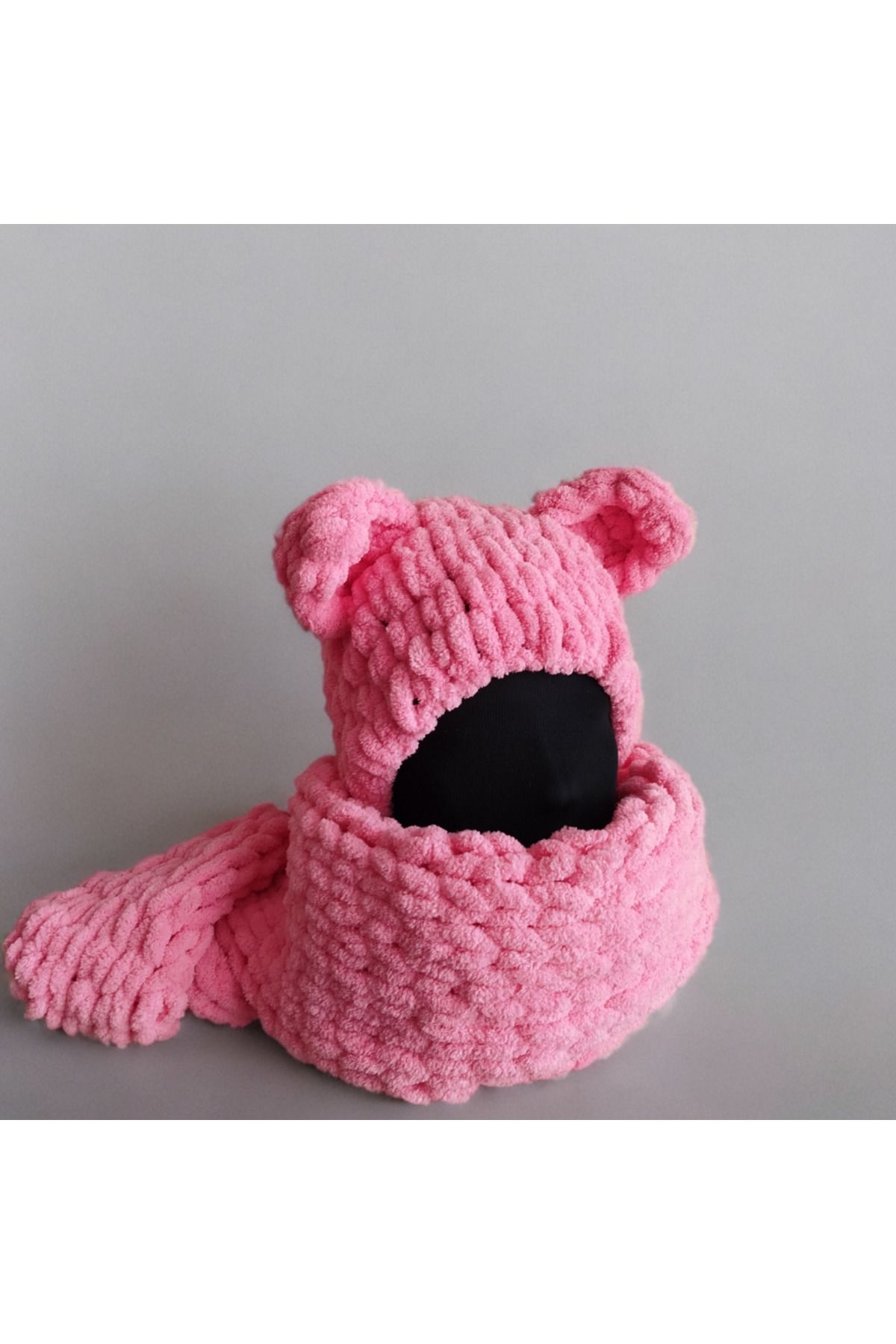 Seval Güryalçın Kedi Kulaklı Puffy Atkı & Bere Takımı