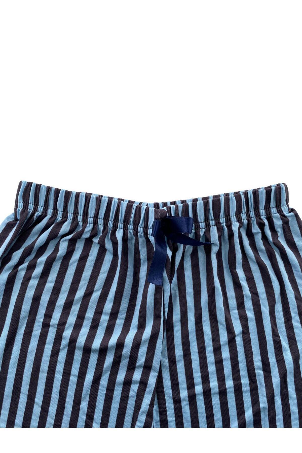 DoDe Flora-Women's Thick Striped Anthracite Pajama Bottom Milan-10500 3
