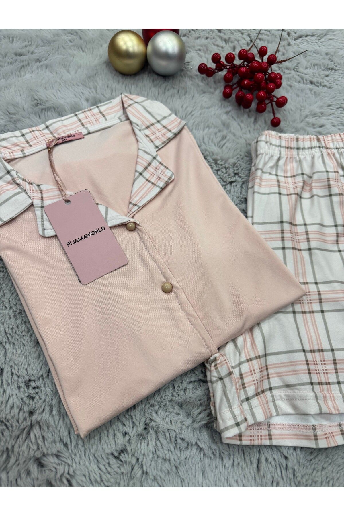pijamaworld-Short Sleeve Front Buttoned Shorts Pajama Set 6