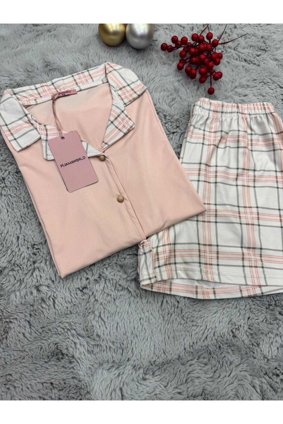 pijamaworld-Short Sleeve Front Buttoned Shorts Pajama Set 3