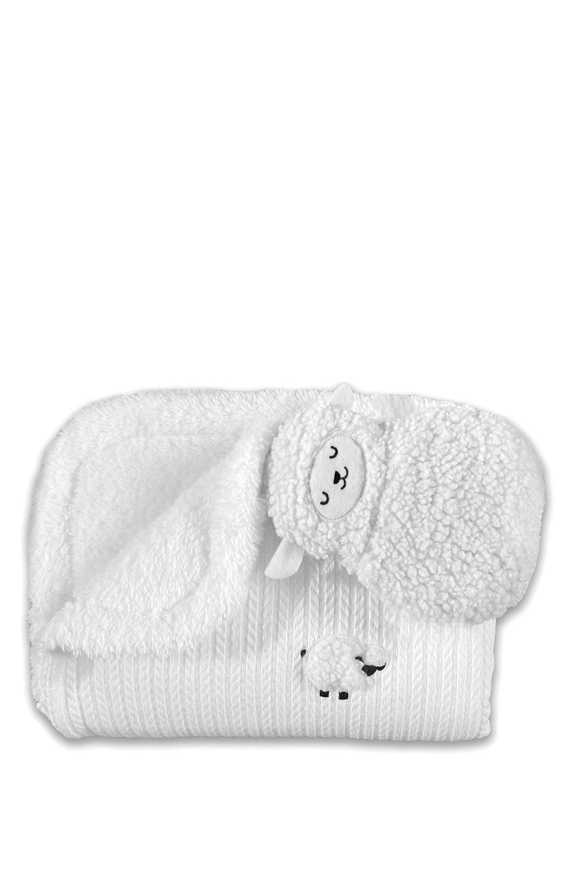 Magical Moly Beyaz Kuzu Oyuncaklı Peluş Bebek Battaniyesi