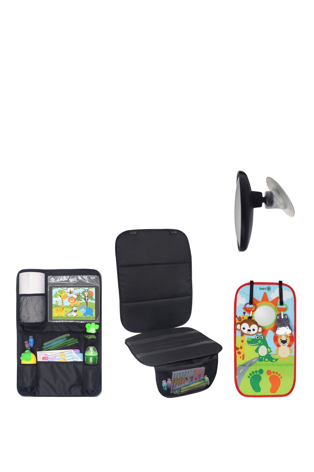 Been Dikiz Aynası + Araç Koltuğu Koruyucu + Tablet ve Telefon Organizer + Oto Koltuğu Oyuncağı Set