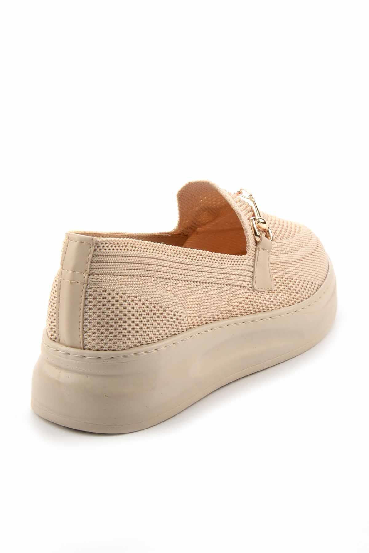 Bambi-Beige Strickwaren Damen Loafer Schuhe K 01320425182 4