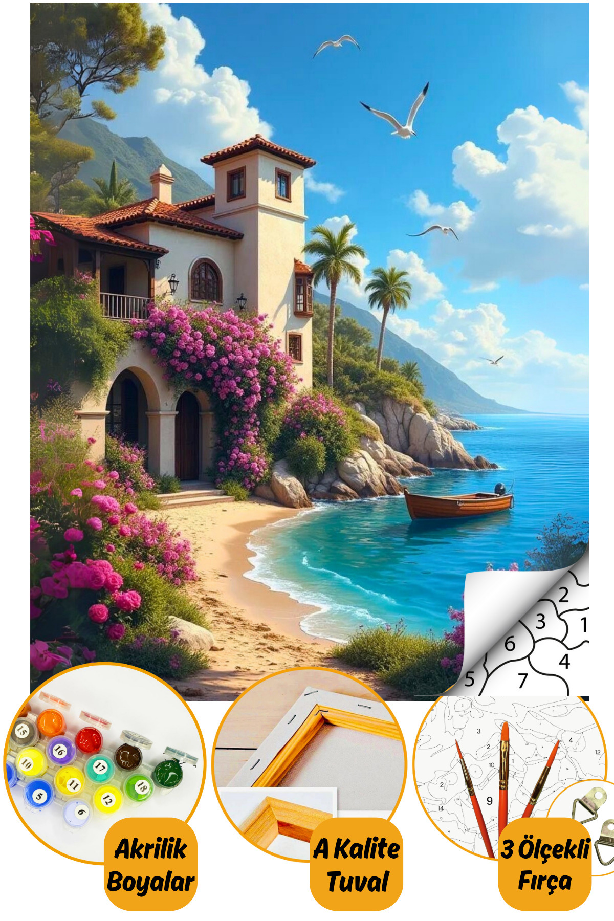 Talehobby Sayılarla Boyama Numaralı Tuval Seti Fırça Boya Dahil 40x50cm Manzara