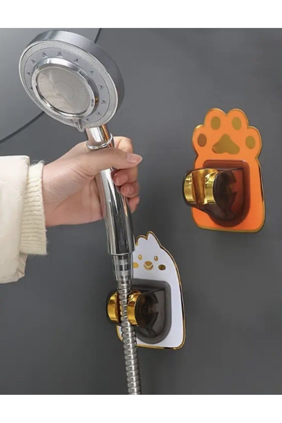 Brokoli Home Banyo Duş Başlığı Tutucu Yapışkanlı Hayvan Figürlü Hareketli Duş Başlığı Tutucu