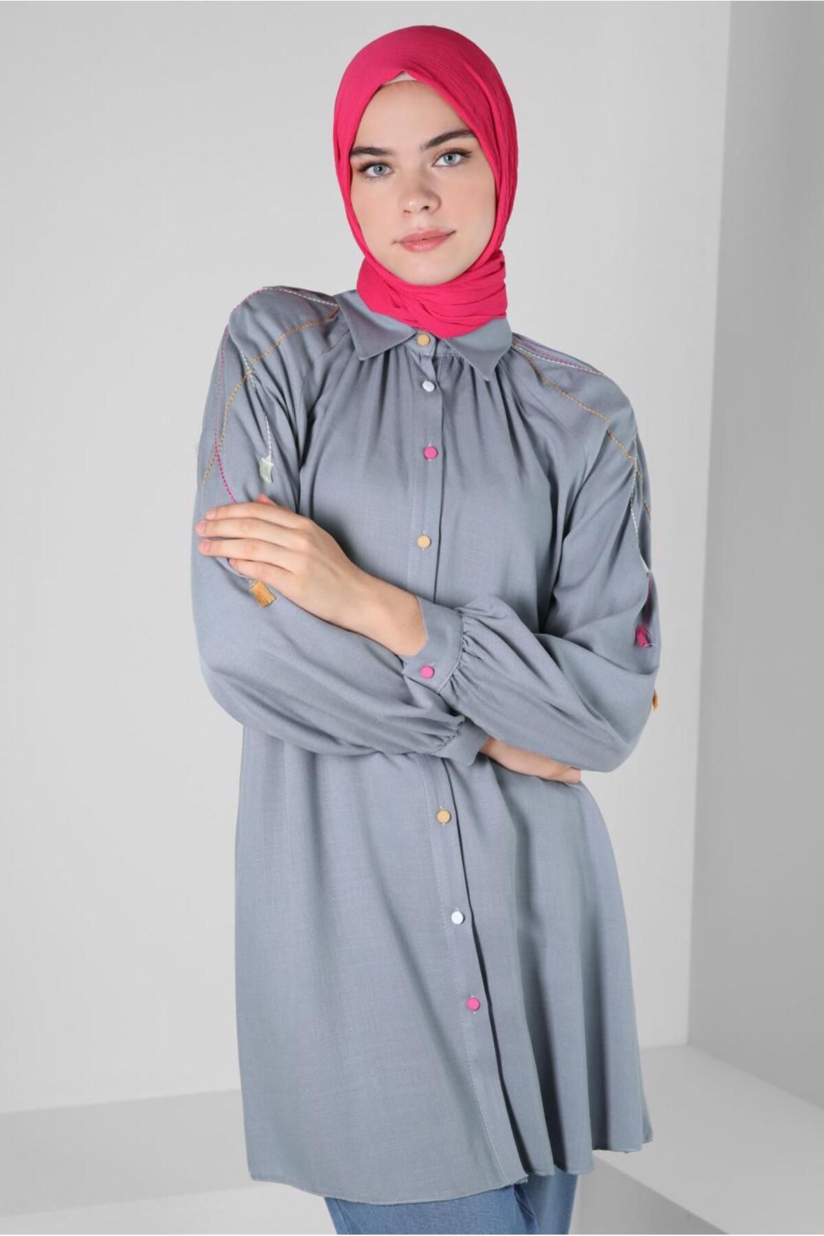 تونیک دکمه دار منگوله 43913 Alvina