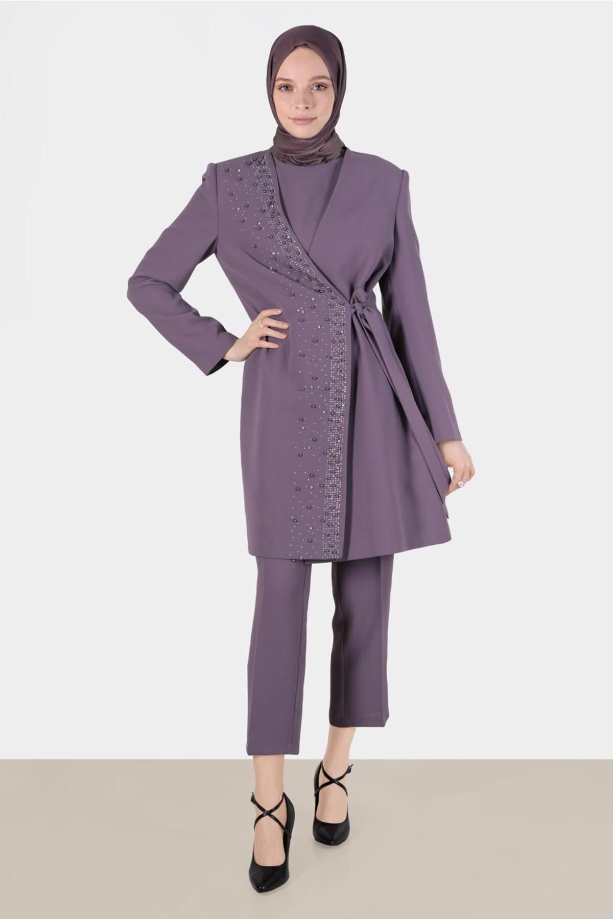 شلوار سه تایی کراوات منجوق سنگی. تیم 30263 Alvina