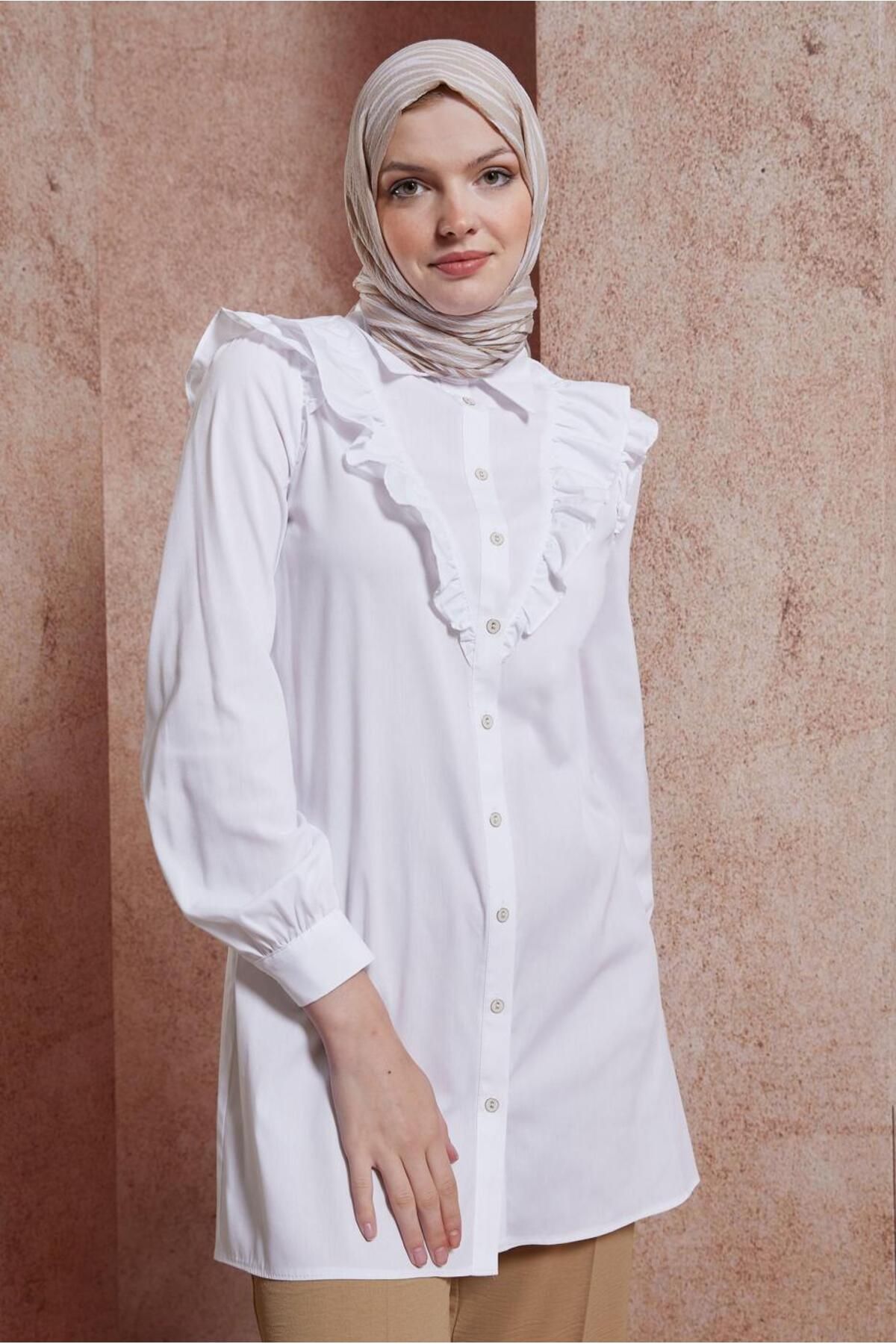 تونیک پیراهن رفل دار 44589 Alvina