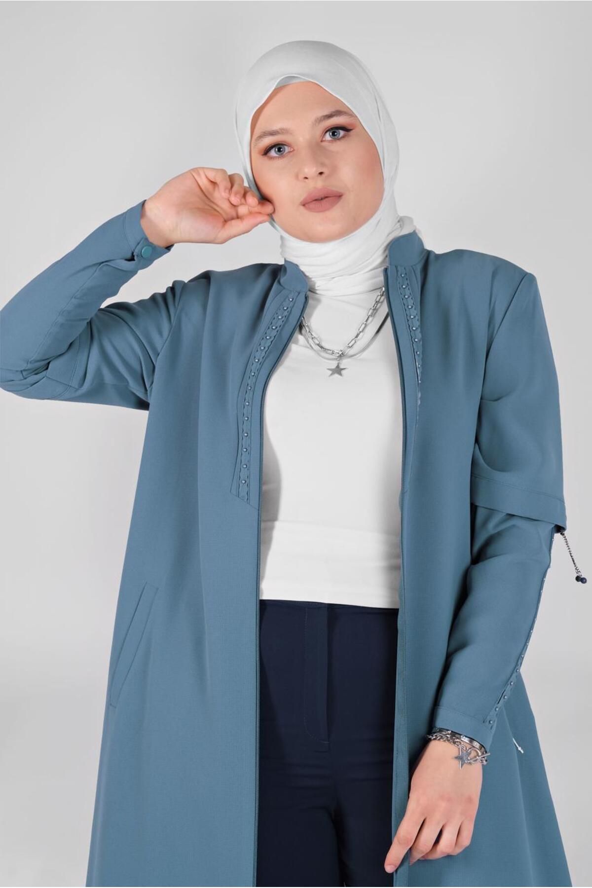 روپوش منجوق دوزی یقه غالب 10368 Alvina