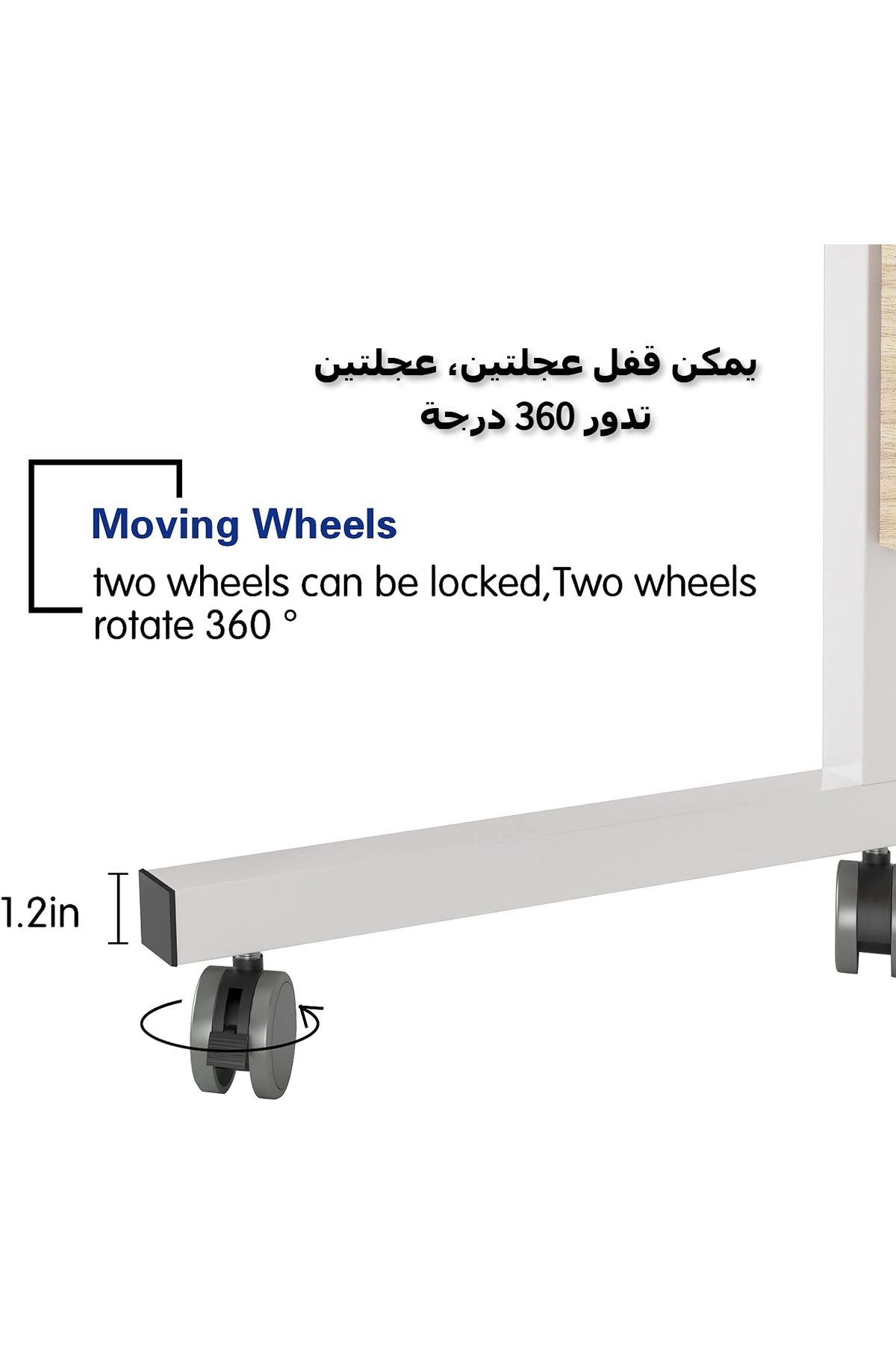 COOYA-Laptop Table Desk,Removable Adjustable with wheels,Durable Solid,Use for Bed Sofa ,White Maple 5
