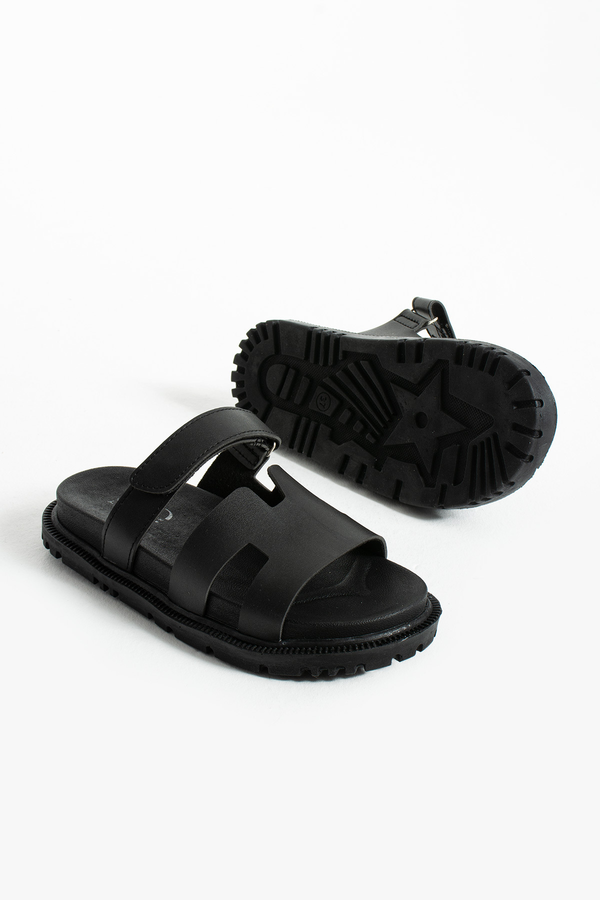 Moda Devrin-Black Skin Velcro Anatomical Comfortable Sole Women's Slippers 7