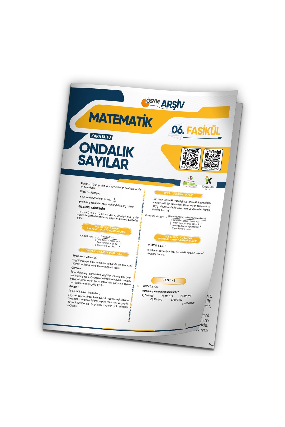 Karakutu Yayınları 2025 KPSS Matematik Kara Kutu Ondalık Sayılar 6.Fasikül ÖSYM Çıkmış Soru Bankası Modüler Set Çözümlü