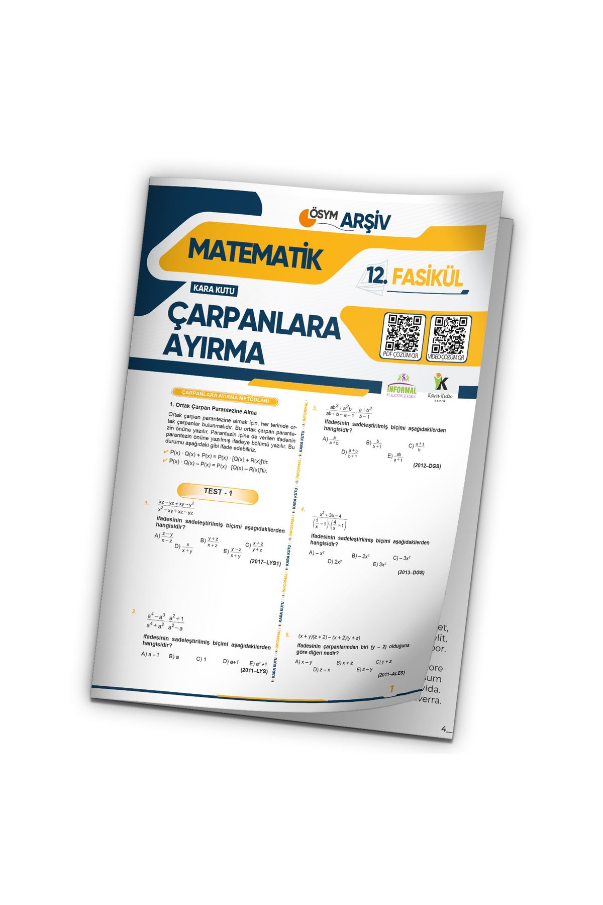 Karakutu Yayınları 2025 KPSS Matematik KaraKutu Çarpanlara Ayırma 12.Fasikül ÖSYM Çıkmış Soru Bankası Modüler Set Çözüm