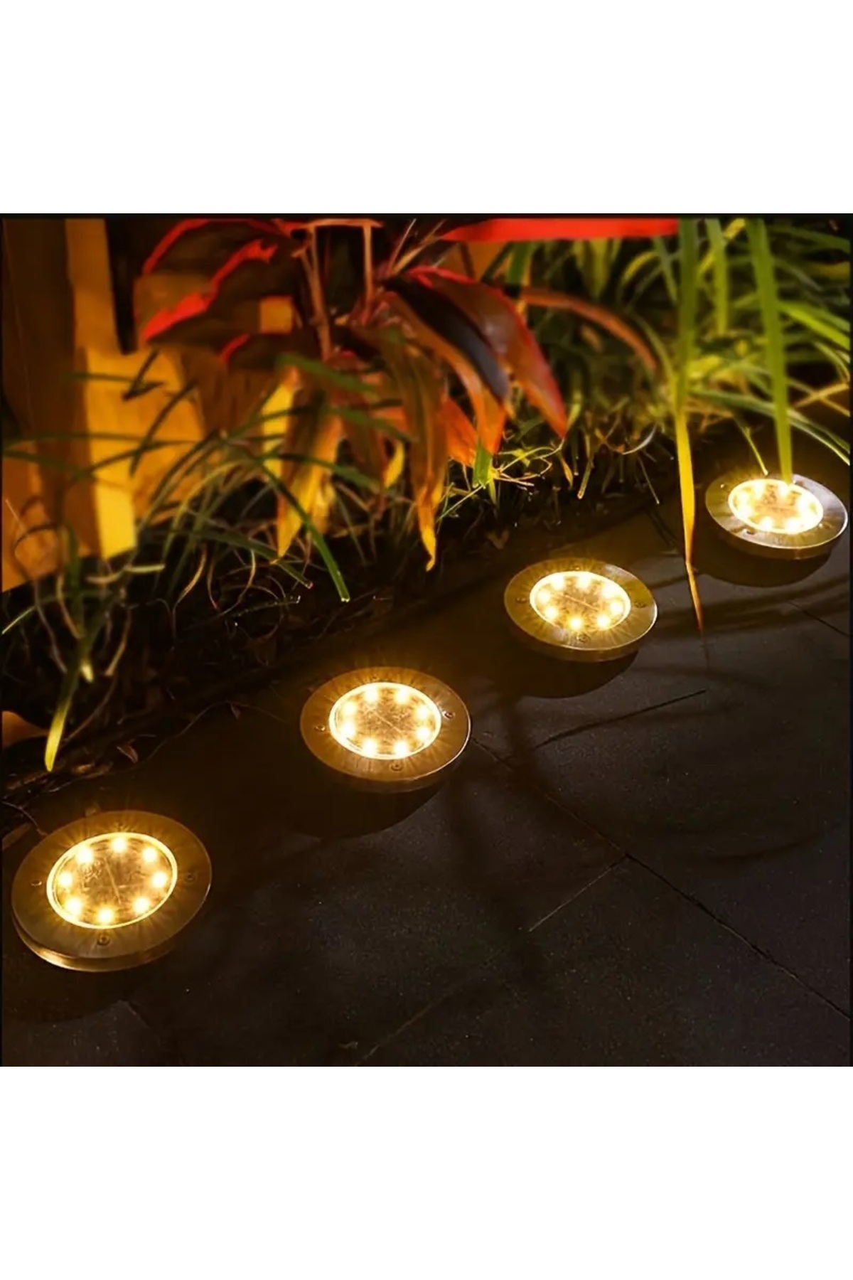 SD WORKS 4 Adet Solar Enerjili Gömülebilen Su Geçirmez Dış Mekan Zemin Lambası Yürüyüş Yolu Lambası
