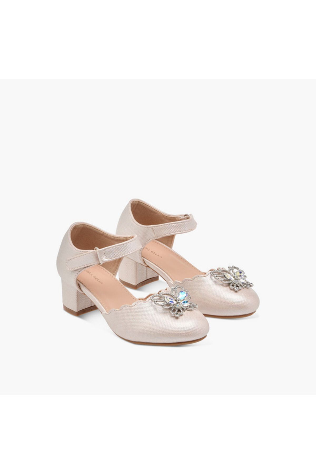 Flora Bella by Shoexpress-Flora Bella Embellished Block Heel Shoes with Hook and Loop Closure 1