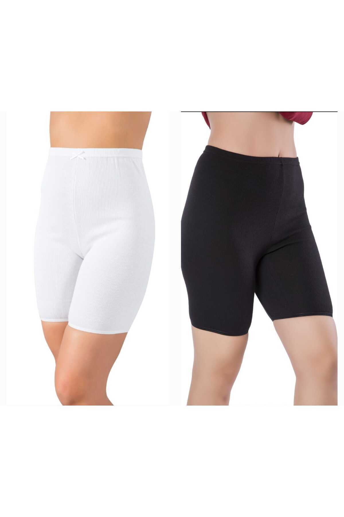 LÜXDRM 2 Pieces Women's High Waist 1 Piece White 1 Piece Black Cotton Long Panties