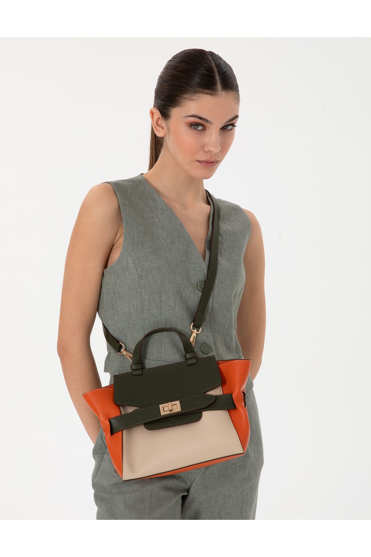 کیف شانه سبز 50305524-VR054 Pierre Cardin