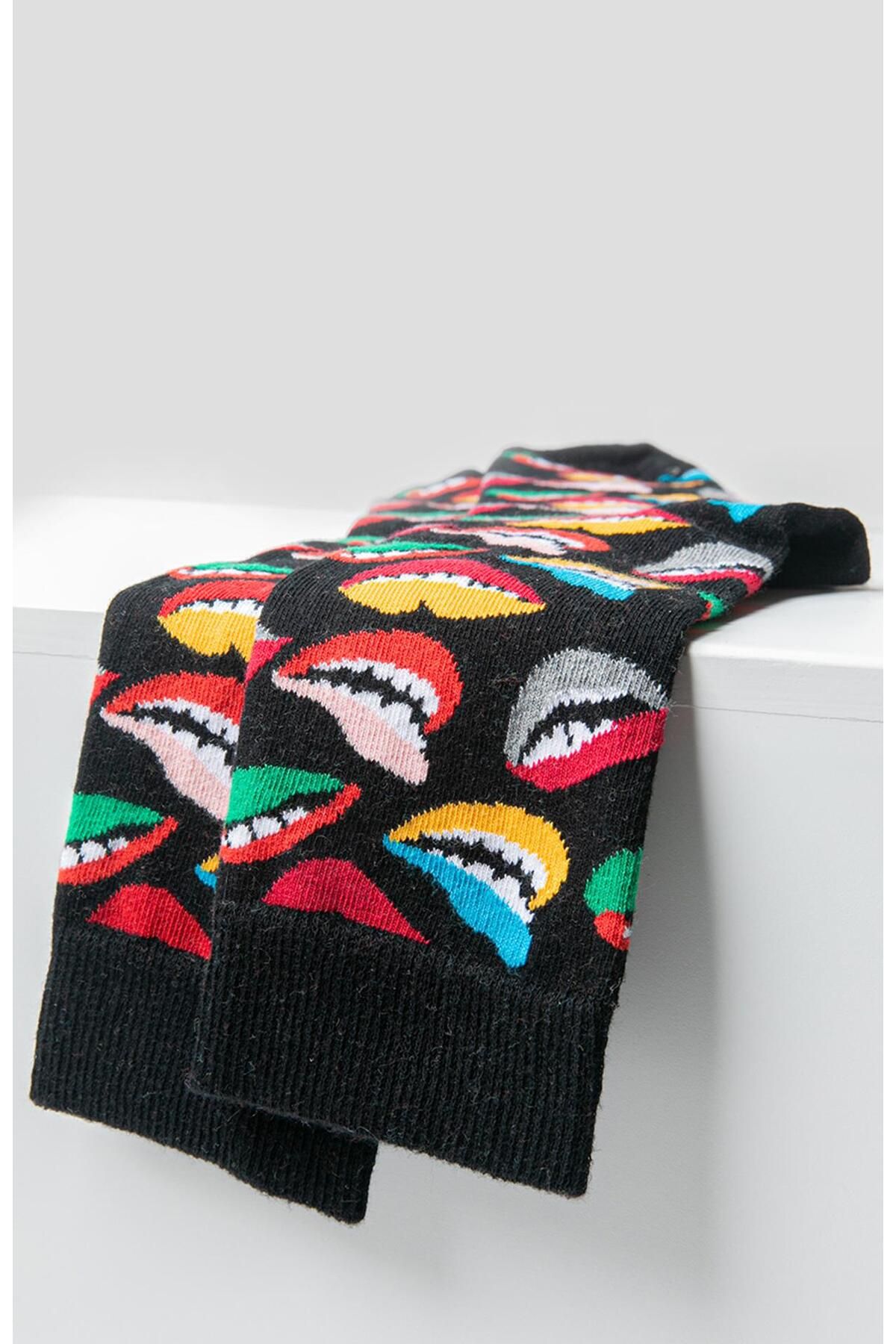 Flora-Mouth Patterned Socks Men's Long Socks Clb 4