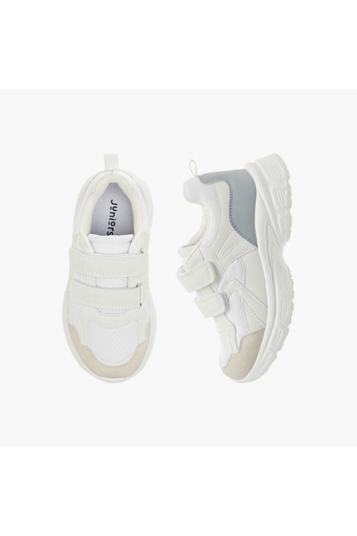 Juniors-Panelled Sneakers with Hook and Loop Closure 1