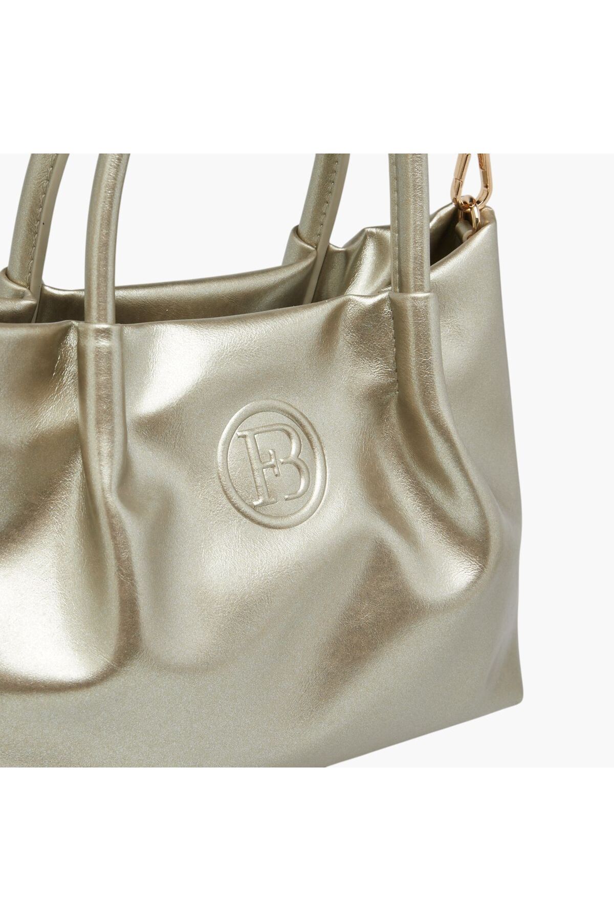 Flora Bella by Shoexpress-Logo Embossed Tote Bag with Detachable Strap and Snap Button Closure 4