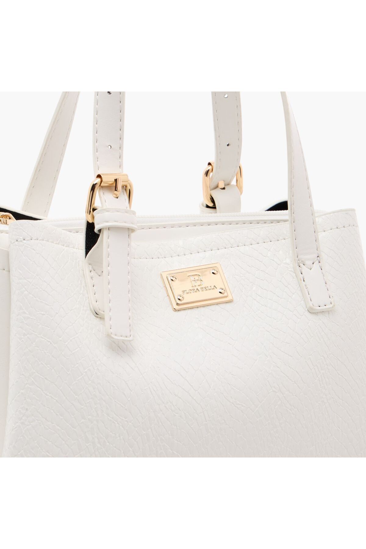 Flora Bella by Shoexpress-Textured Tote Bag with Detachable Strap and Zip Closure 4