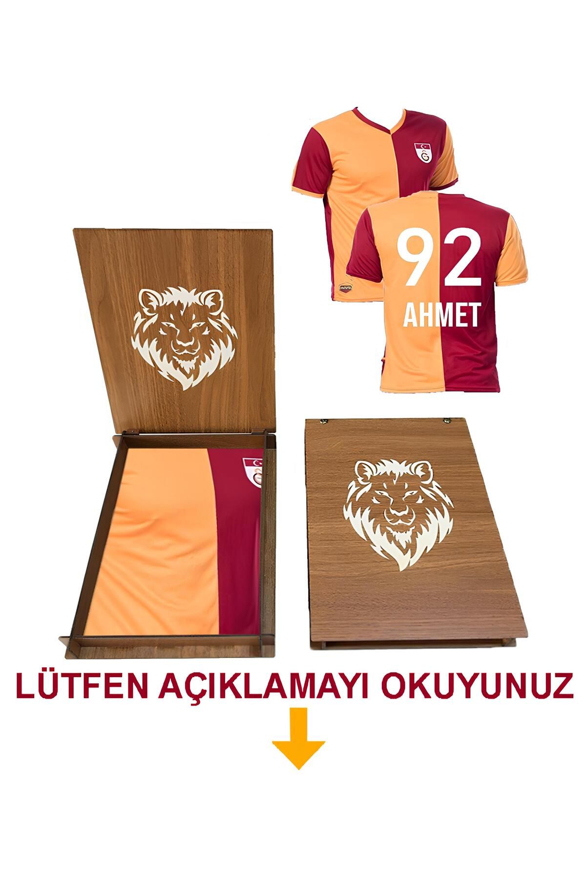 Galatasaray Lisanslı Kişiye Özel İsim ve Numara Baskılı Forma Aslan Ahşap Kutulu