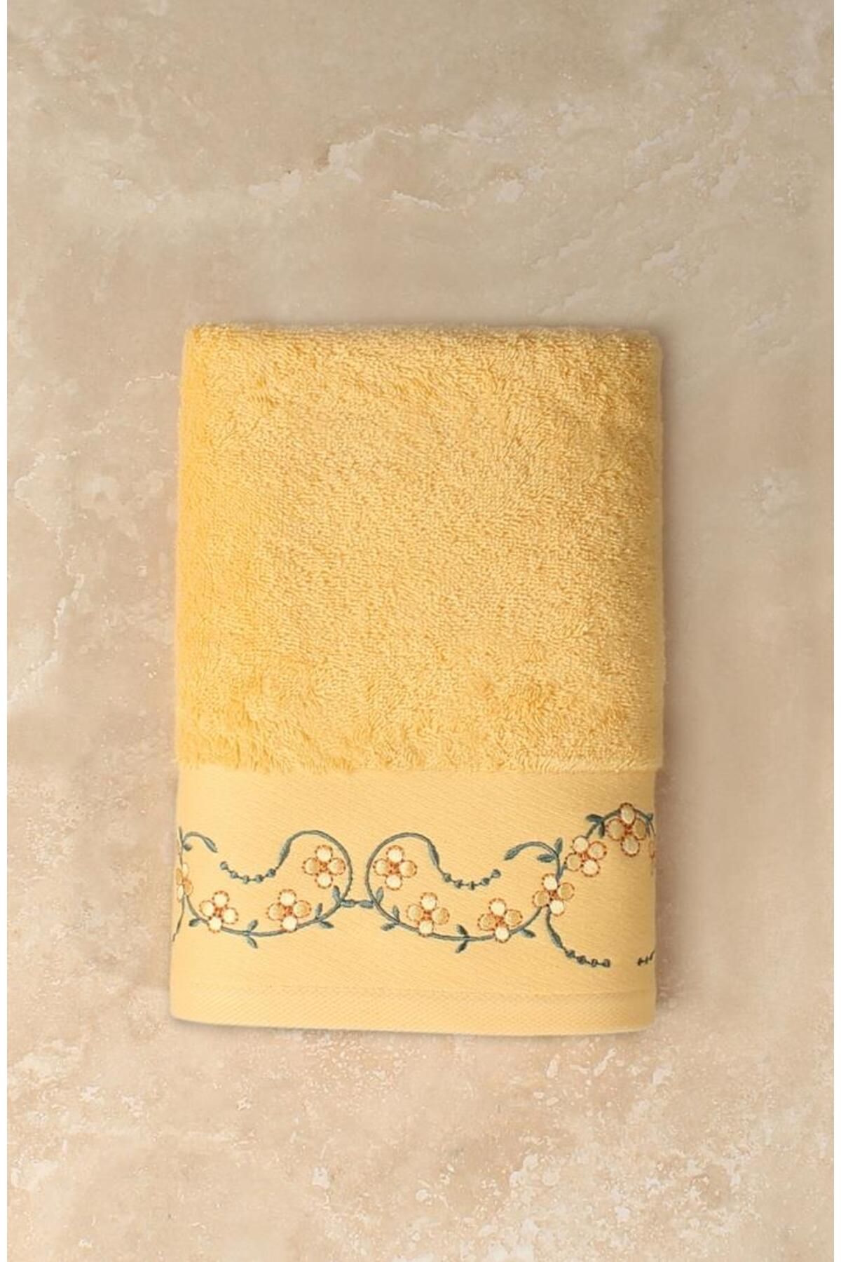Ellia Soft-Cotton Embroidered Dowry - Luxury Face Towel 50X100 cm Soft, Absorbent, Quality Bathroom &amp;   Use 1