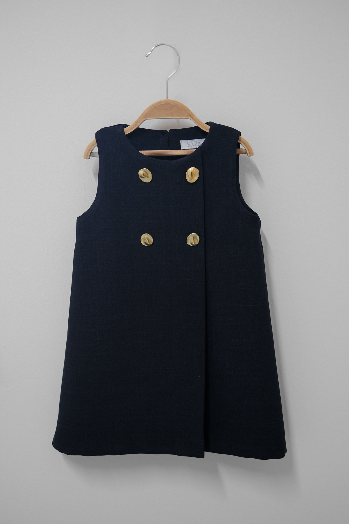 Aressy Kız Çocuk Gold Düğmeli Pileli Elbise Premium Bayramlık Jile Elbise fotoğrafı 7 (önizleme)