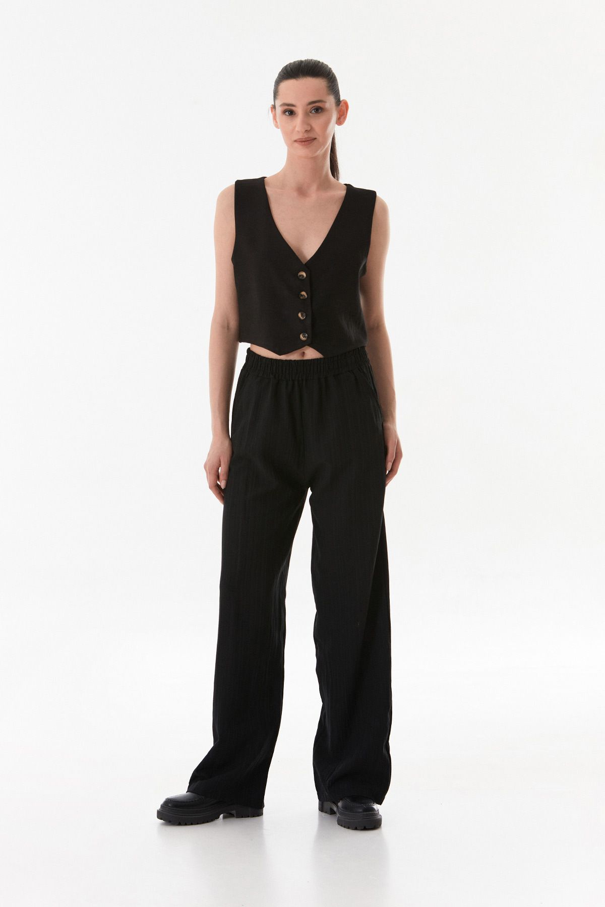Fulla Moda-Buttoned V-Neck Vest 6