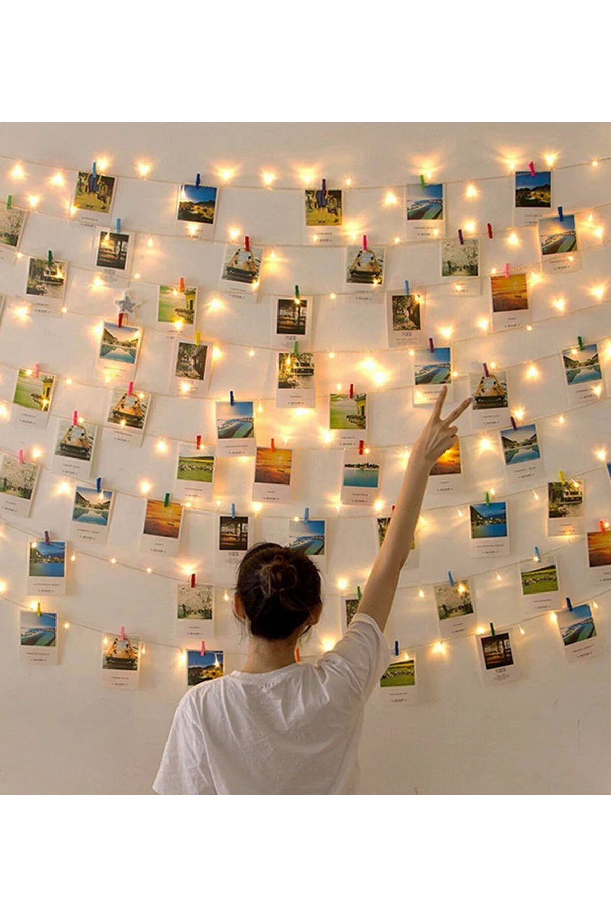 HEDİYECRAFT 24 polo Fotoğraflı 3 Metre Peri Led ve Mandal Seti