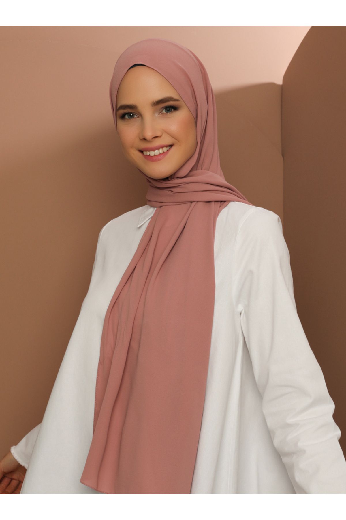 Krep Şal - Açık Gül Kurusu - - 5