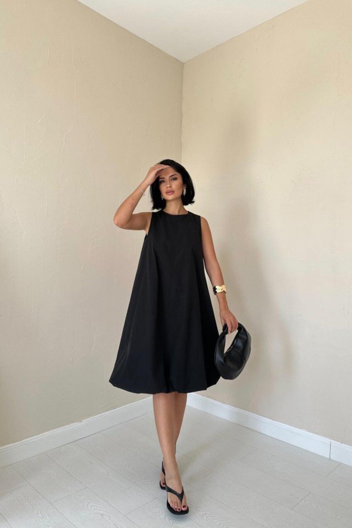 MRA Fashion Siyah Comfort Balon Elbise