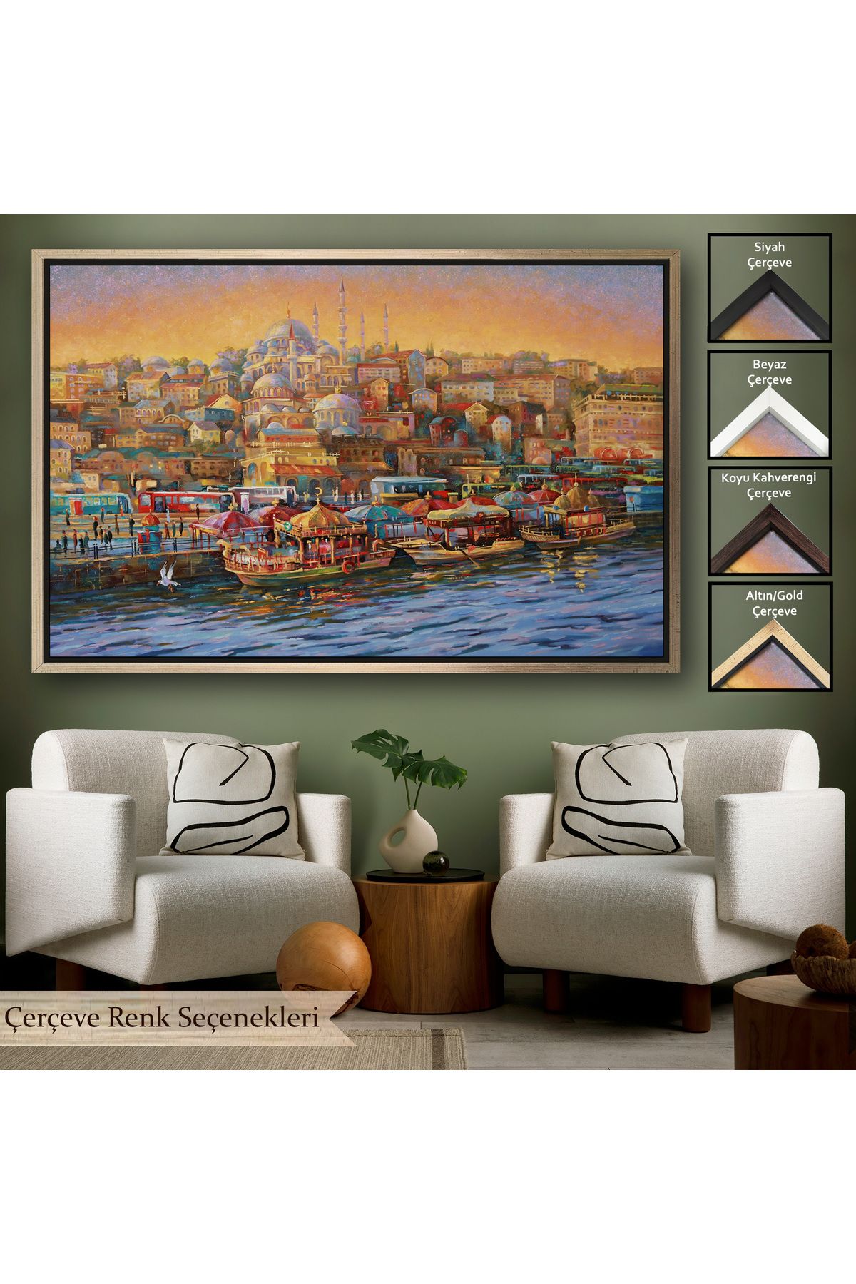 Harita Sepeti-Painting of a Kitten in Front of Sultan Ahmet Mosque with a White Frame 6