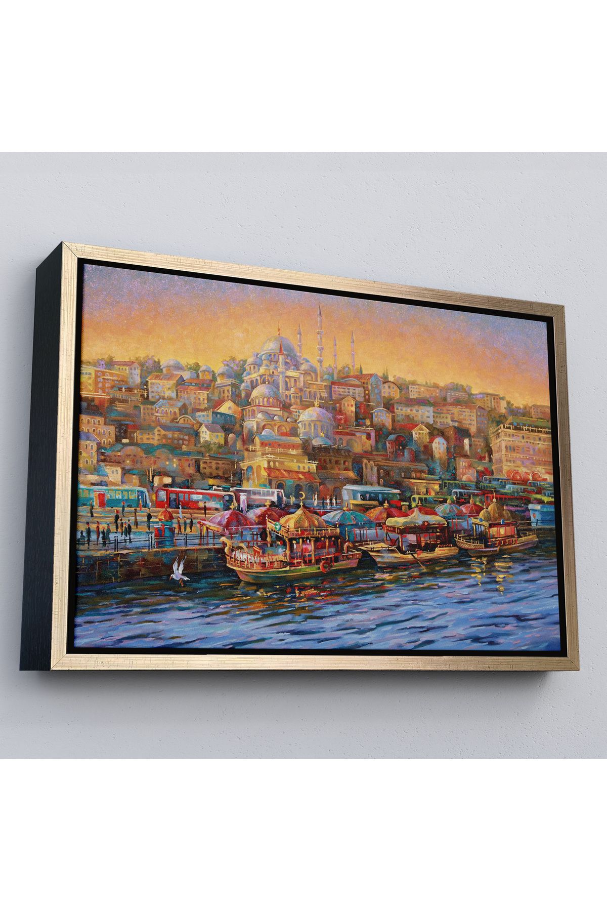 Harita Sepeti-Painting of a Kitten in Front of Sultan Ahmet Mosque with a White Frame 3