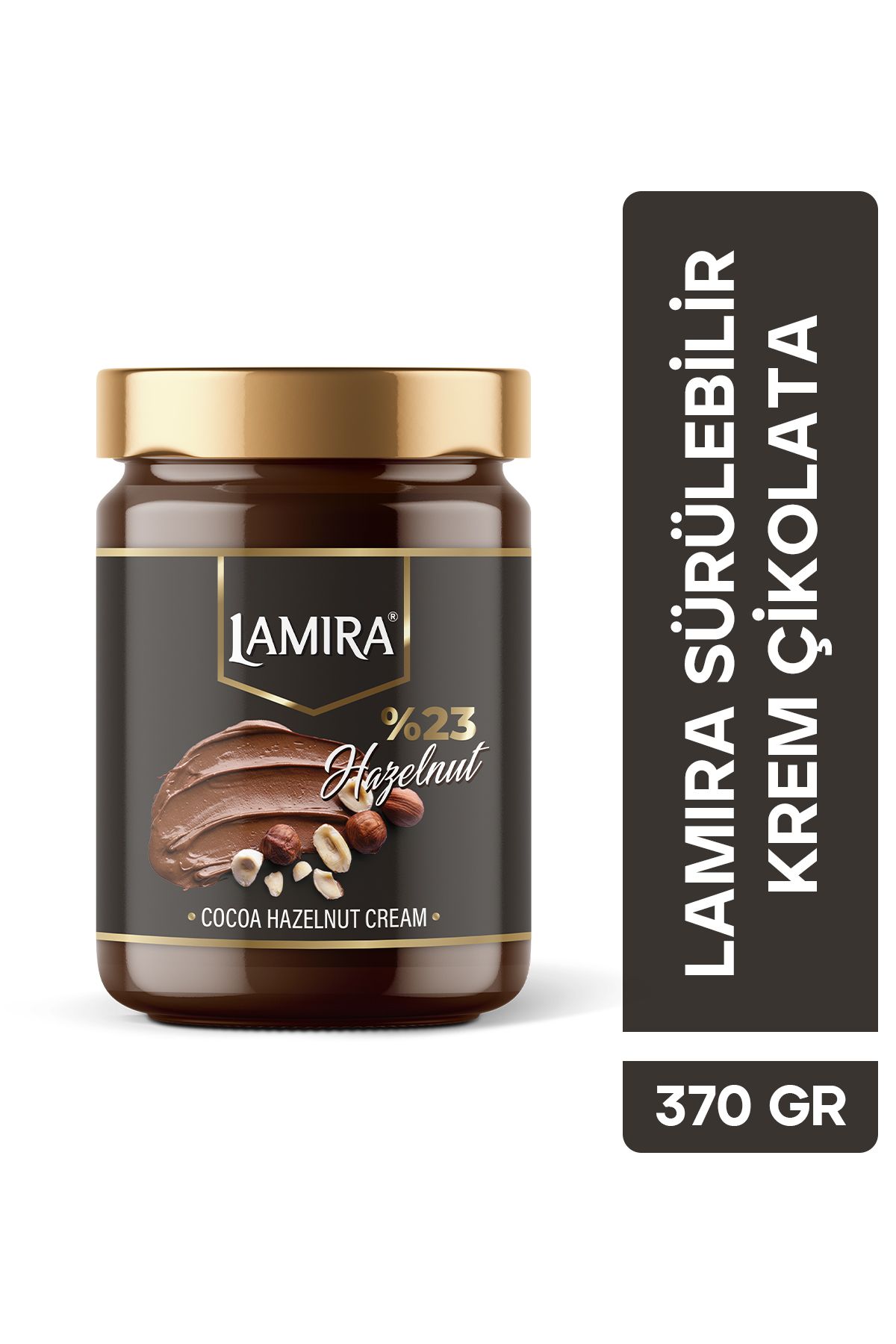 LAMİRA Lamira Sürülebilir Kakaolu Fındık Parçacıklı Fındık Ezmesi %23 Fındık 370g