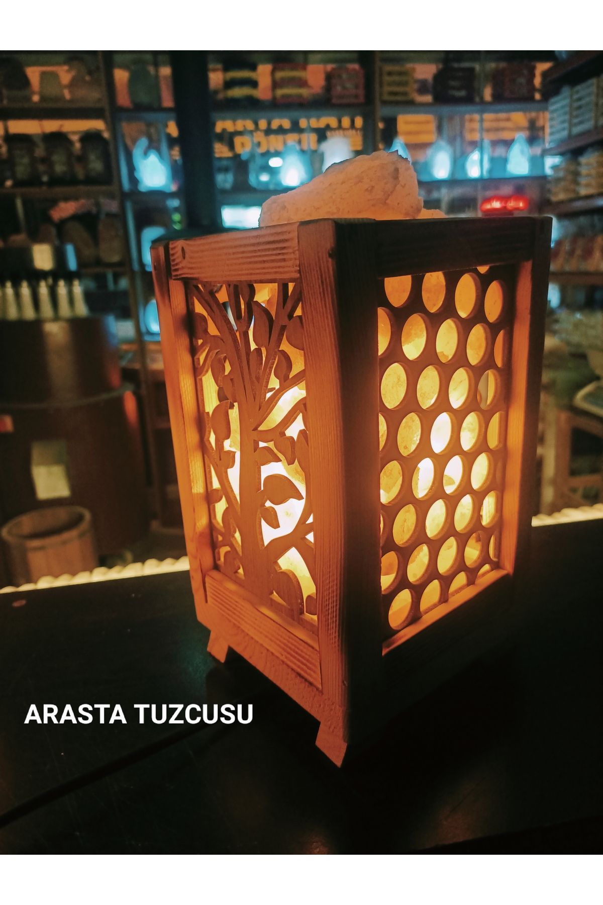 ARASTA TUZCUSU Ahşap desenli tuz lambası