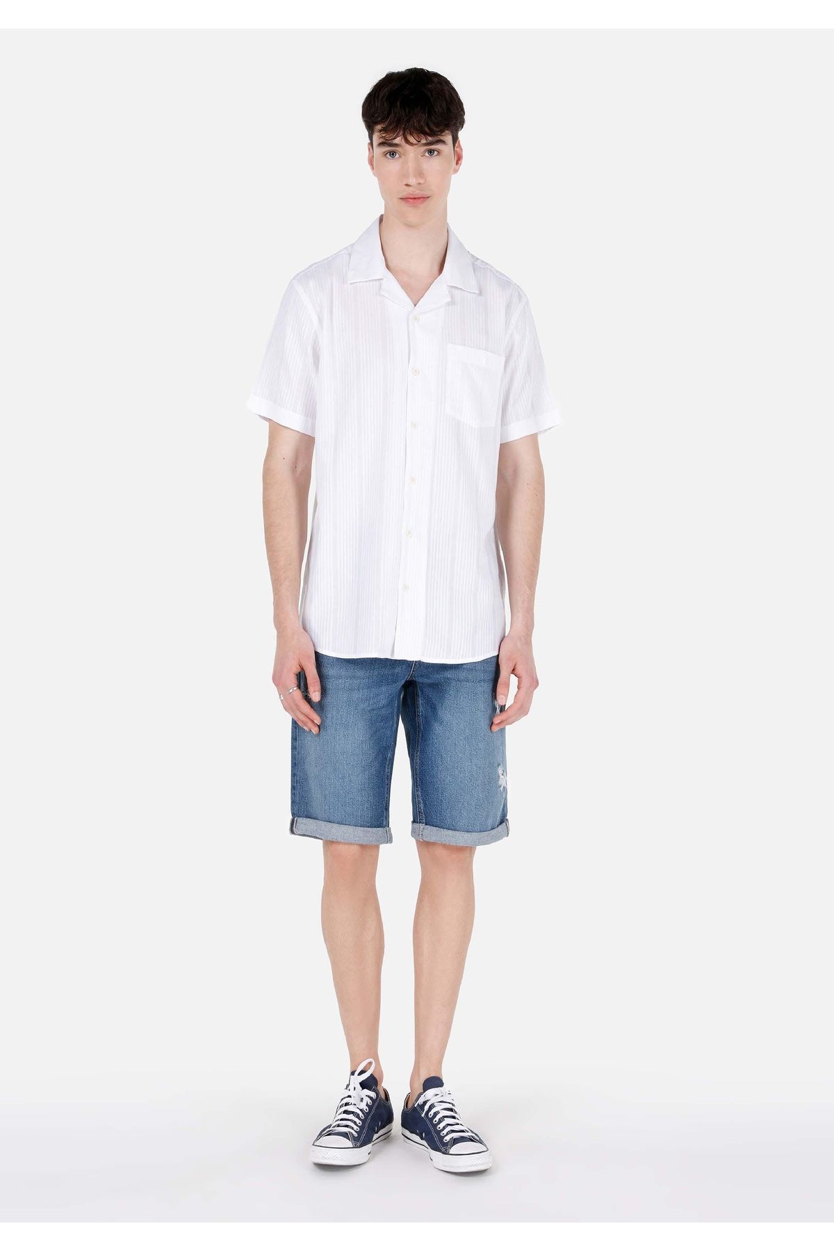 Colin's Pantaloni Scurți Albaștri Cu Talie Mijlocie Pentru Bărbați - Croială Obișnuită, Picior Drept Masculin - S