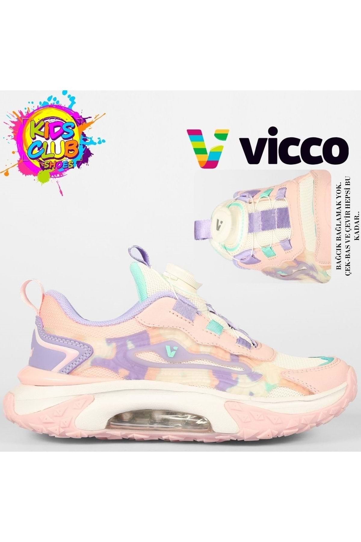 Kocamanlar Ayakkabı-Vicco Odette Smart Lacing Mechanism Orthopedic Children's Sports Shoes Powder 1