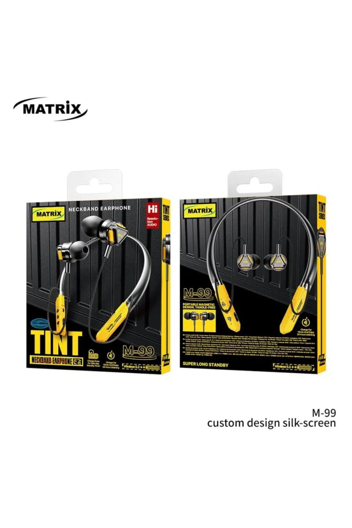 Matrix-Neckband Earphones - 250 mAh - Black and Yellow - M-99 2