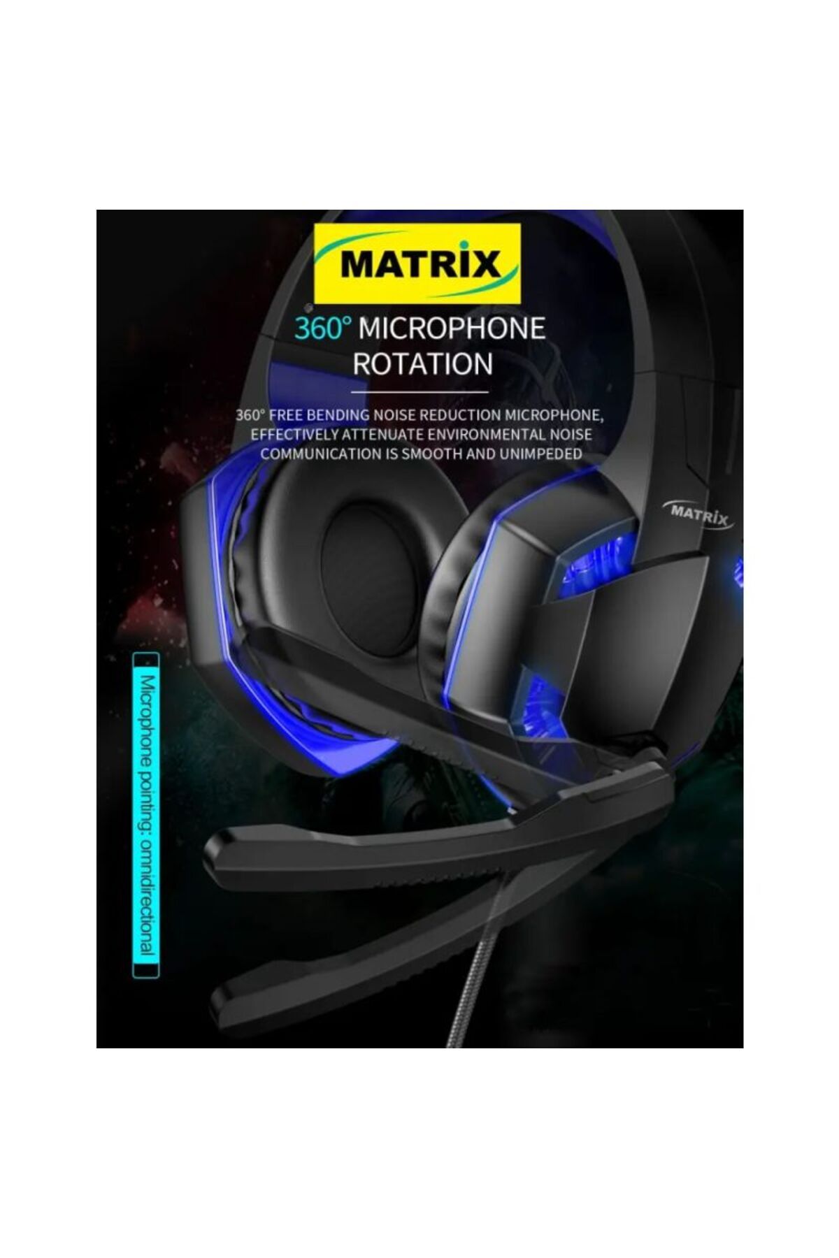 Matrix-Gaming Headsets with LED Light Effect - Black - M-730 3