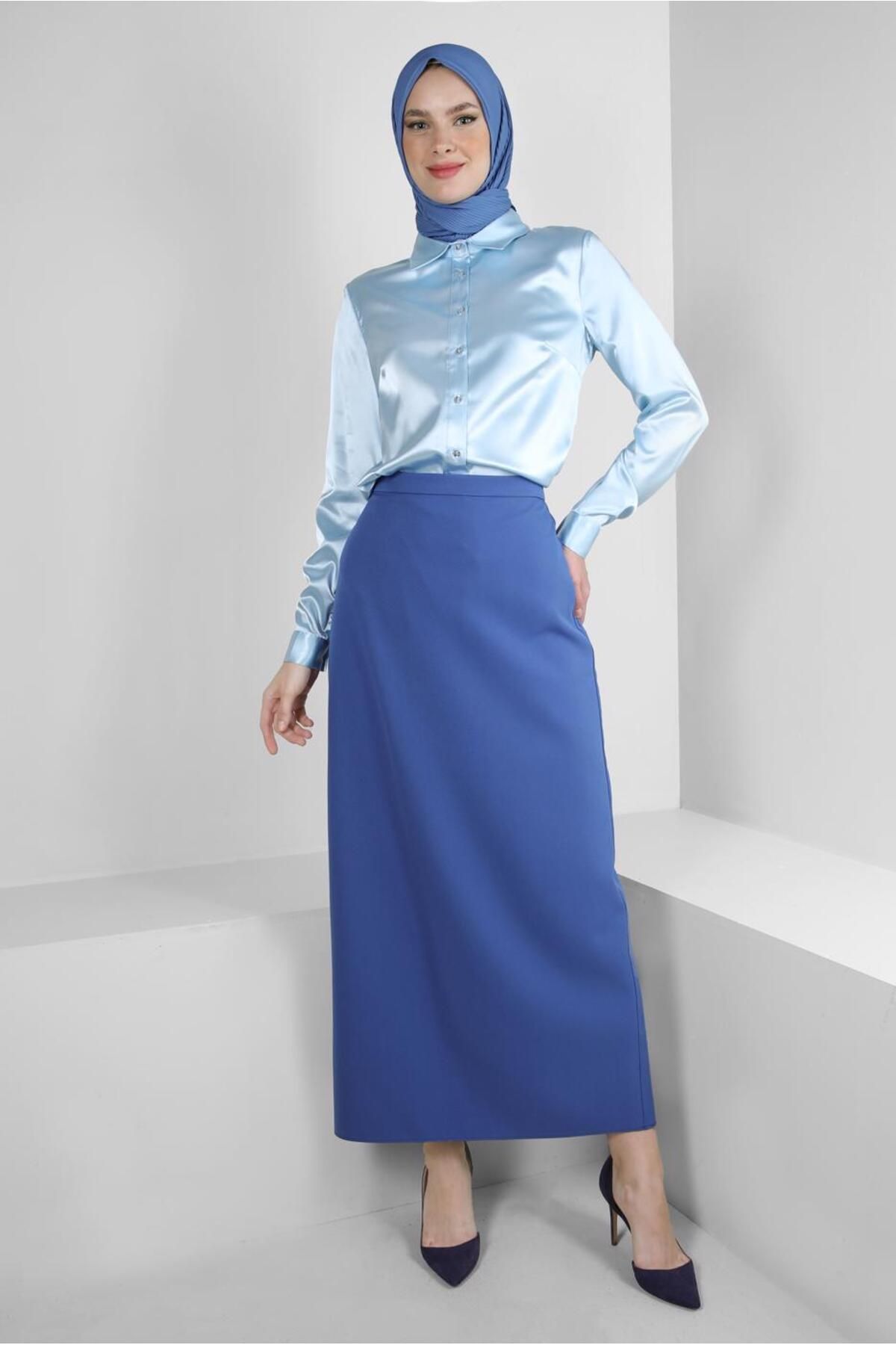 بلوز ساتن دکمه دار 43755 Alvina