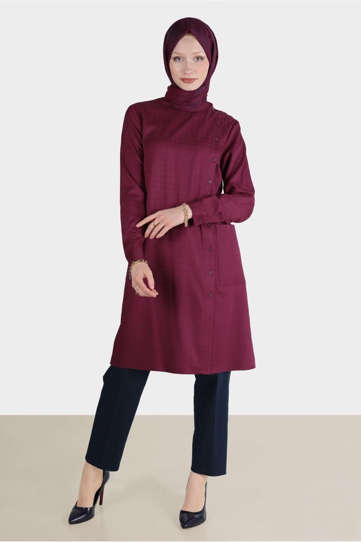تونیک دکمه دار مدل Houndstooth 42746 Alvina