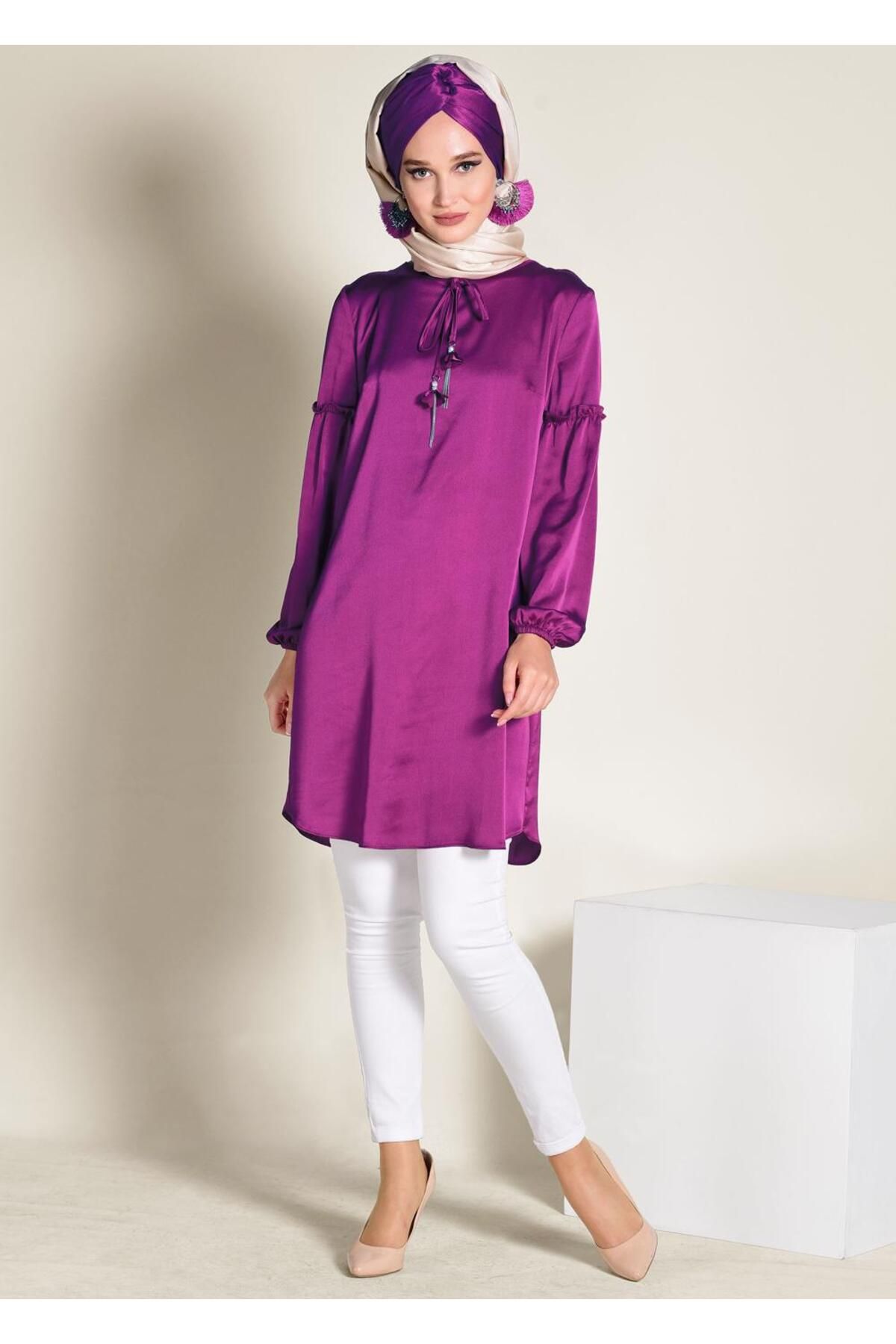 تونیک ساتن با کاف الاستیک 4334 Alvina