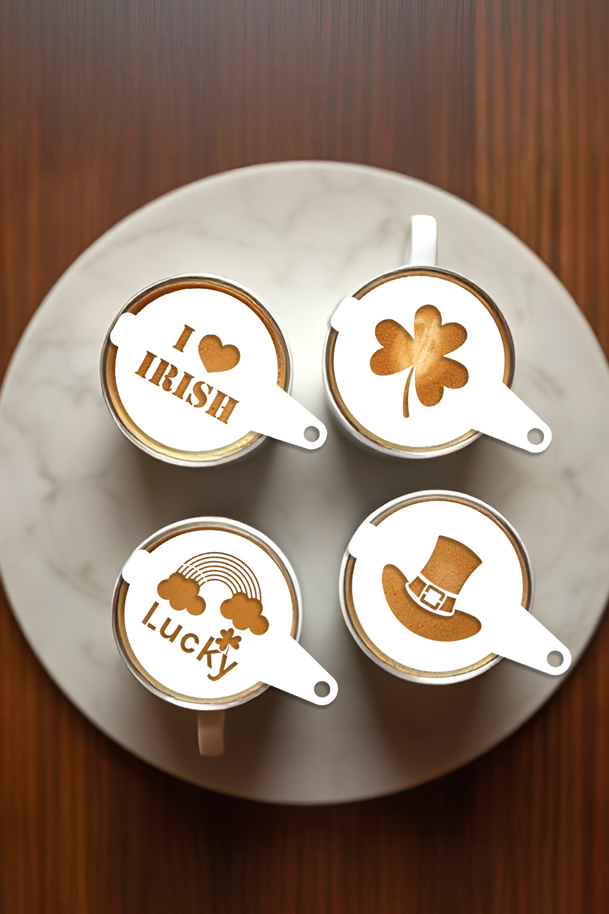 oalpo-Coffee Stencil, Coffee Decorating Set, Dessert Decorating Set, Set of 4 1