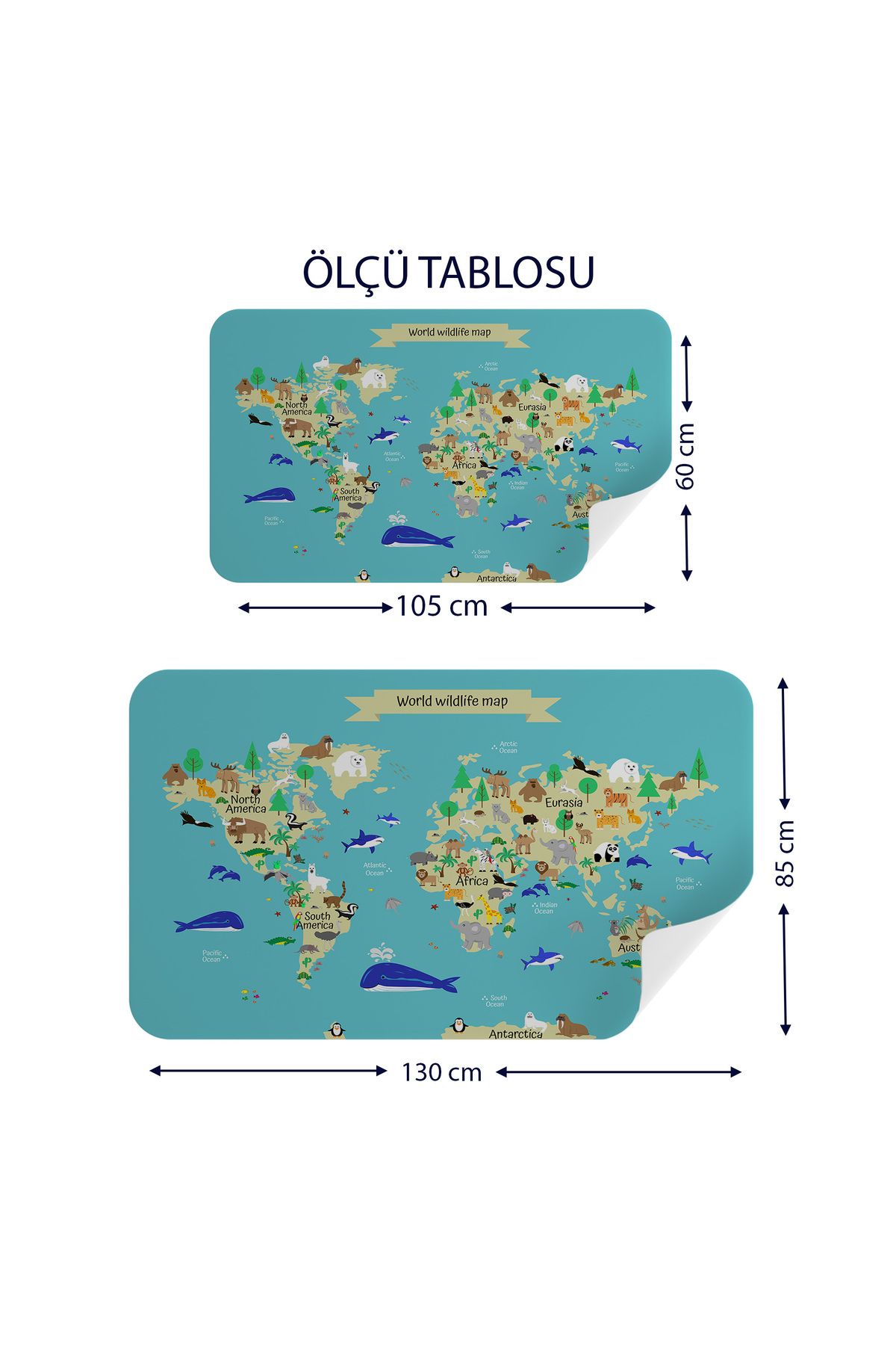 Harita Sepeti-Educational World Map World Atlas Children's and Baby's Room Wall Sticker-3829 3