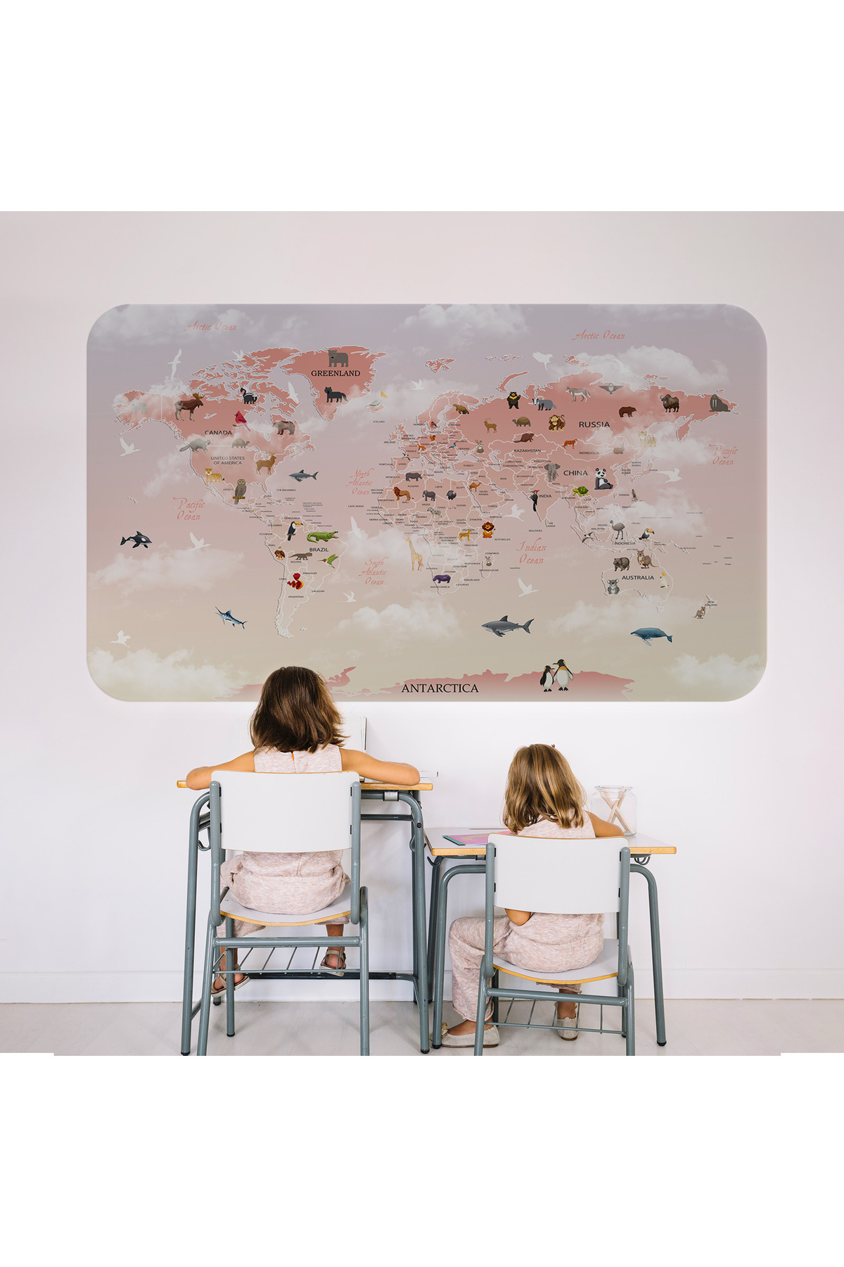 Harita Sepeti-Educational World Map World Atlas Children's and Baby's Room Wall Sticker-3799 7