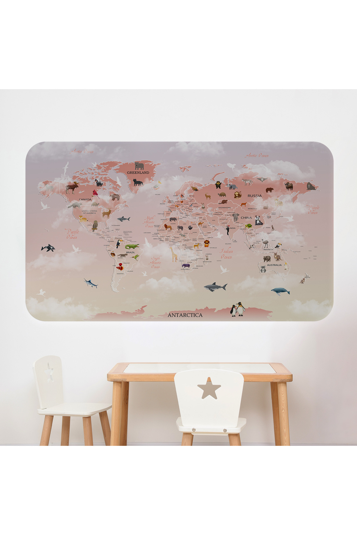 Harita Sepeti-Educational World Map World Atlas Children's and Baby's Room Wall Sticker-3799 8